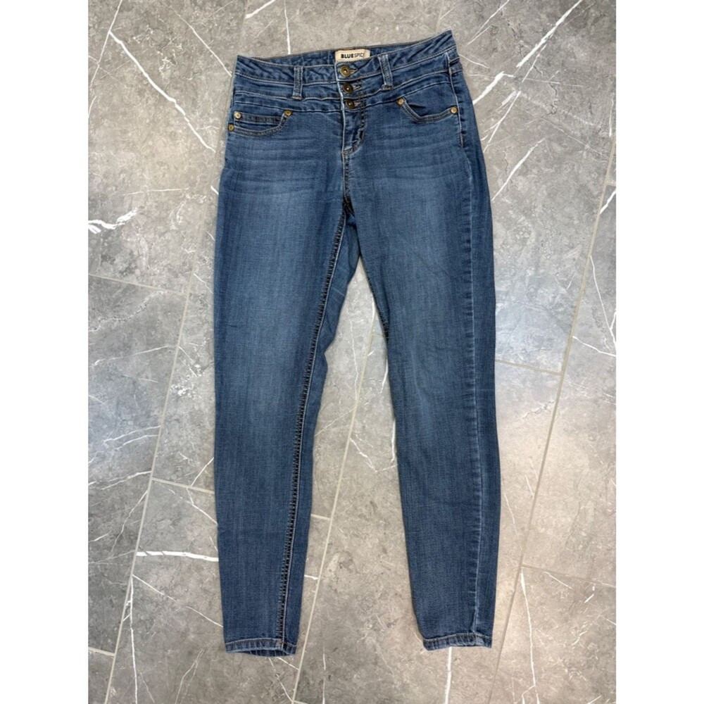 Blue Spice Mid Rise Medium Blue Skinny Jeans Juniors Size 3